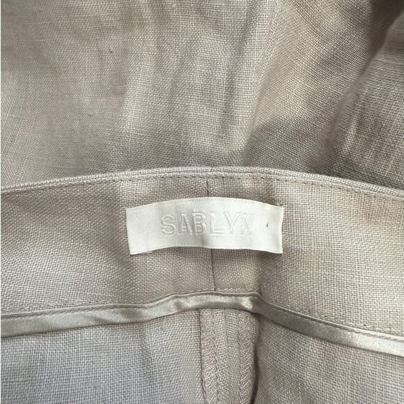 SABLYN Trousers Charlee Linen High Rise Pants Light Grey Slits Size Small S - Picture 5 of 9